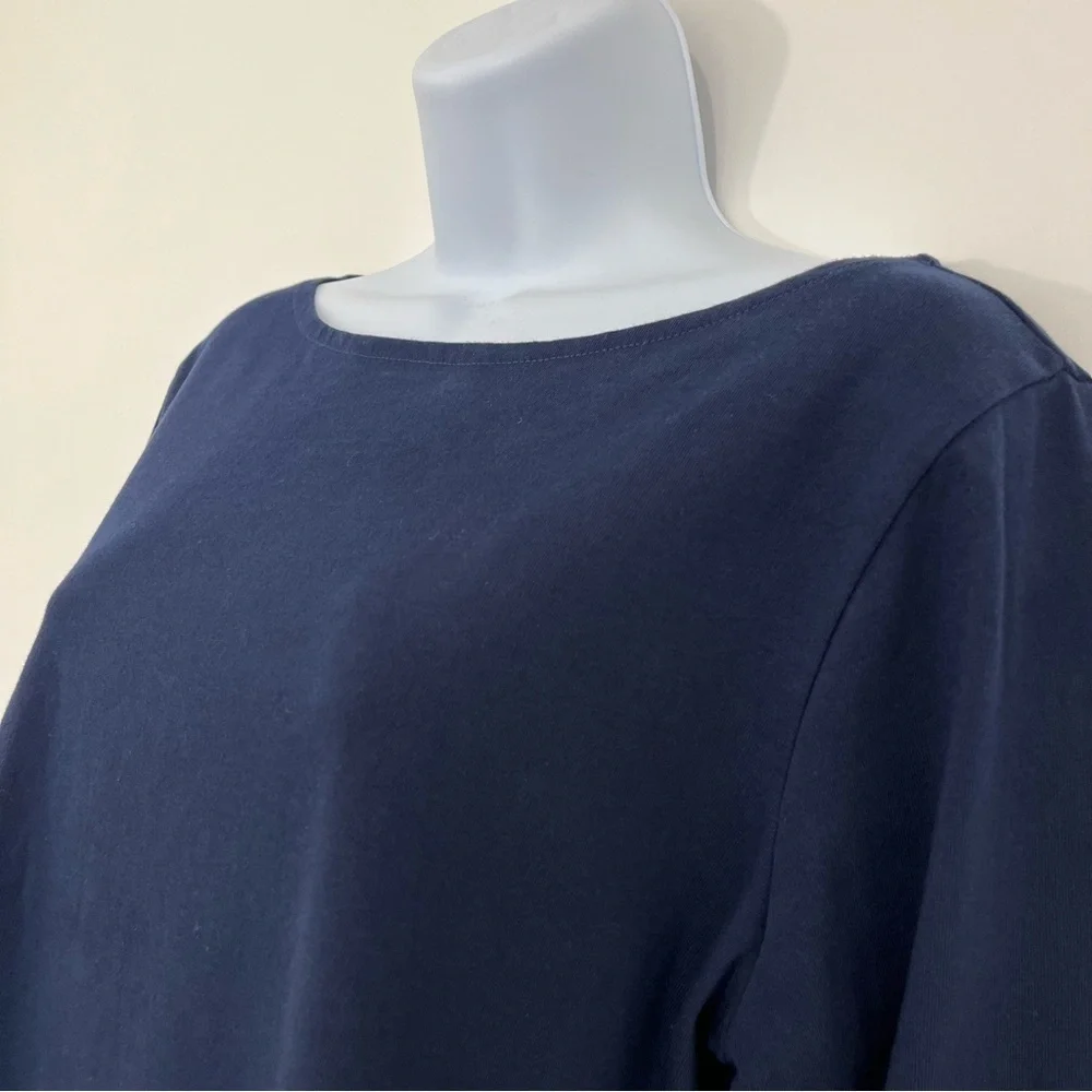 J.Crew Mercantile Navy Gingham Check Shirttail Hem Top